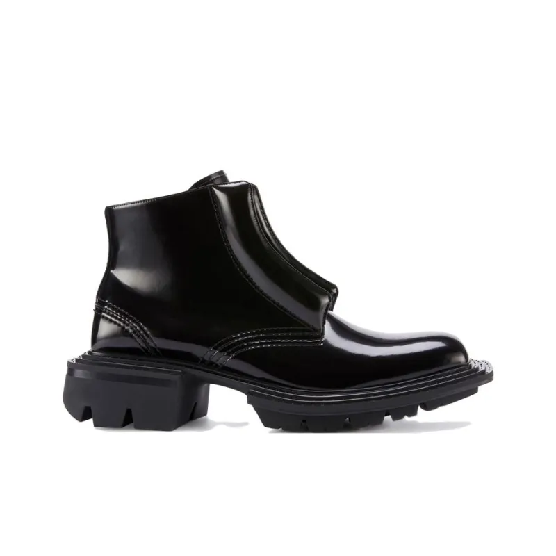 Untitlab 11 Reel Derbies Tall Black Ankle Boots Unisex Pitch Black-3