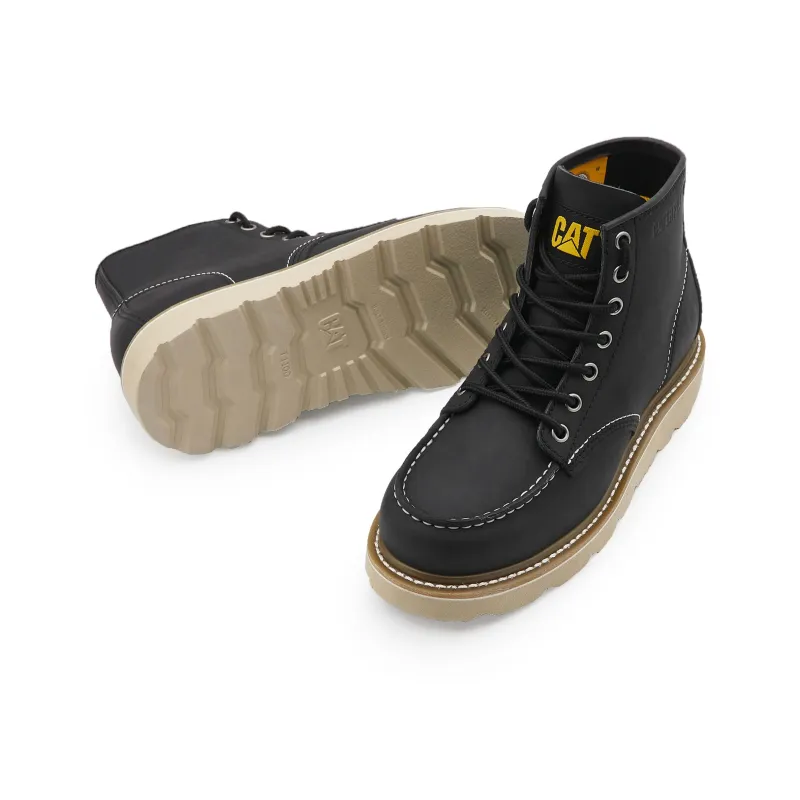 CAT Tradesman Mid Wear Resistant Slip Resistant Short Outdoor Boots Women's Black-3