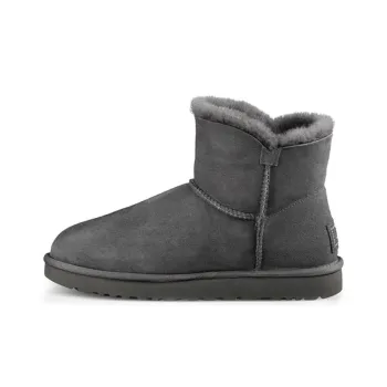 UGG Mini Bailey Button Bling Mid Tops Fleece Lined Gray Women's