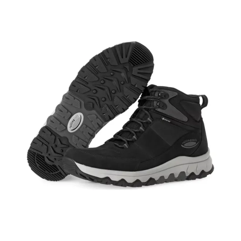 Gabor Rollingsoft Wear-Resistant Slip-Resistant Short Outdoor Boots 4cm Men's Black-3