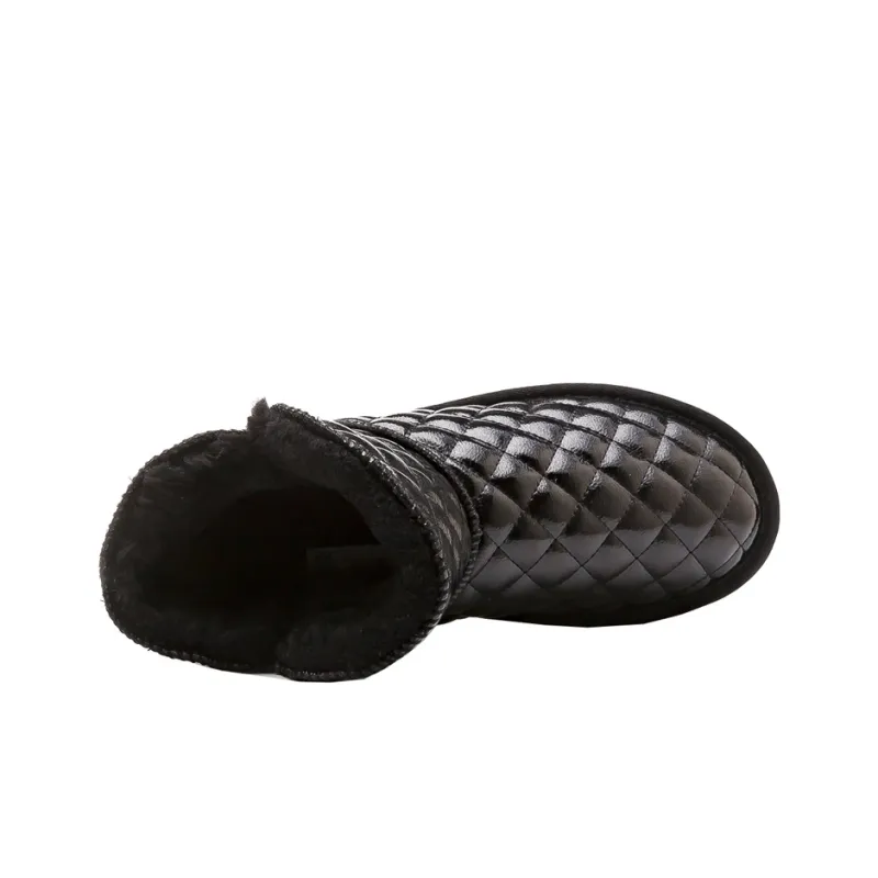 Warrior Thickened And Fleece Lined Padded Shoes Warm Ankle Length Snow Boots Women's Black-2