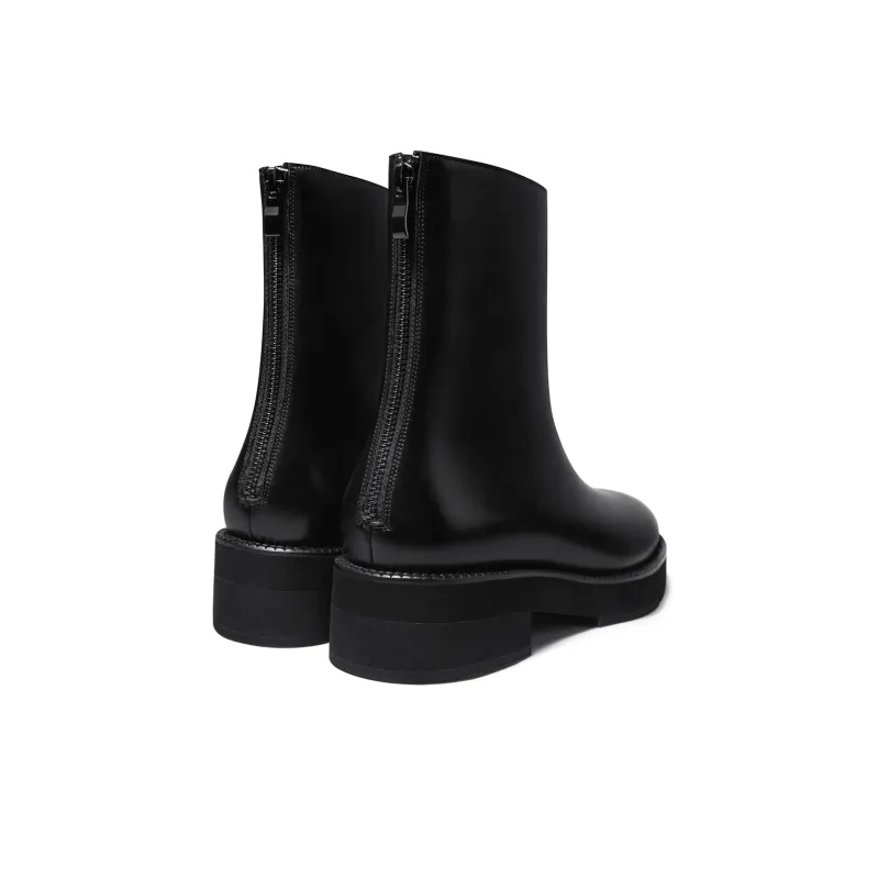 THOM WILLS British Style Fashion Versatile Casual Chelsea Leather Boots Ankle Boots Men's Black-3