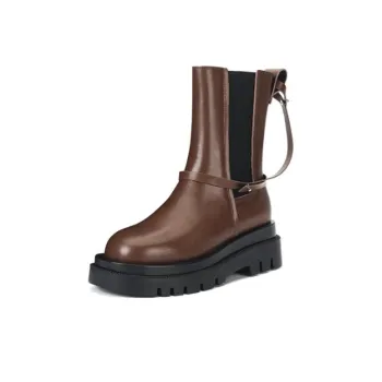 SATURDAY MODE Chelsea Boots Women's Red Brown/Black