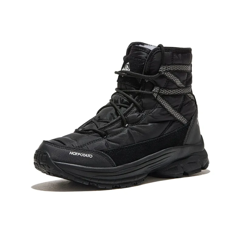 HOT POTATO Warm Wear Resistant Slip Resistant Coverage Short Snow Boots Unisex Black-1