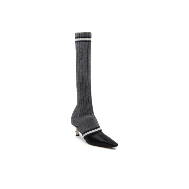 CALVINLUO Spring And Summer Collection Knee-high Boots 6cm Women's-5