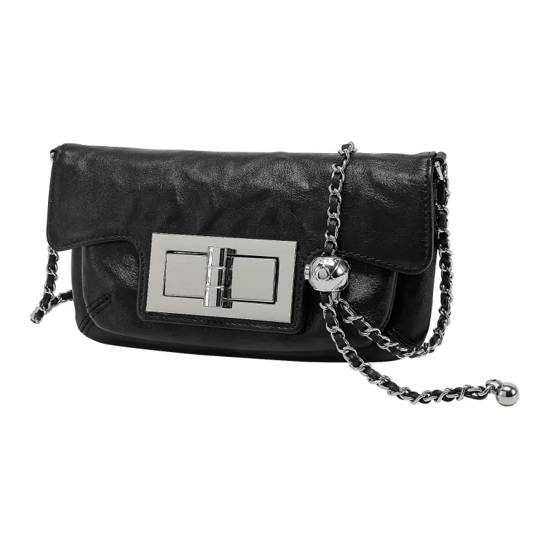Miao Di Textured Vegetable Tanned Top Grain Cow Leather Shoulder Bag, Crossbody Bag Regular Women's Obsidian Black-1