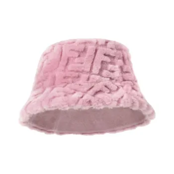 FENDI Wool Lambskin Grass Cotton Cashmere Fiber Glue Bucket Hats Women's Pink Purple
