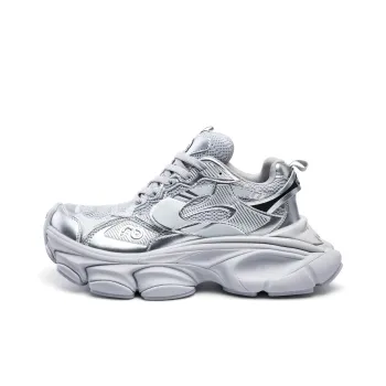 CN Skate Abrasion Resistant Breathable Height Increasing High Top Chunky Sneakers Women's Silver