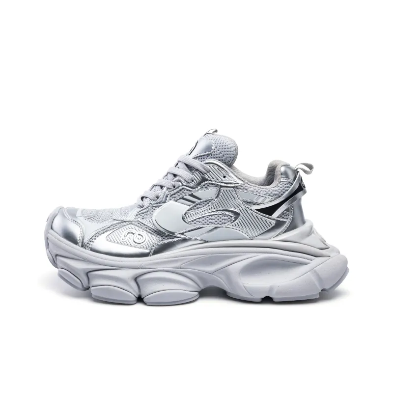 CN Skate Abrasion Resistant Breathable Height Increasing High Top Chunky Sneakers Women's Silver-0