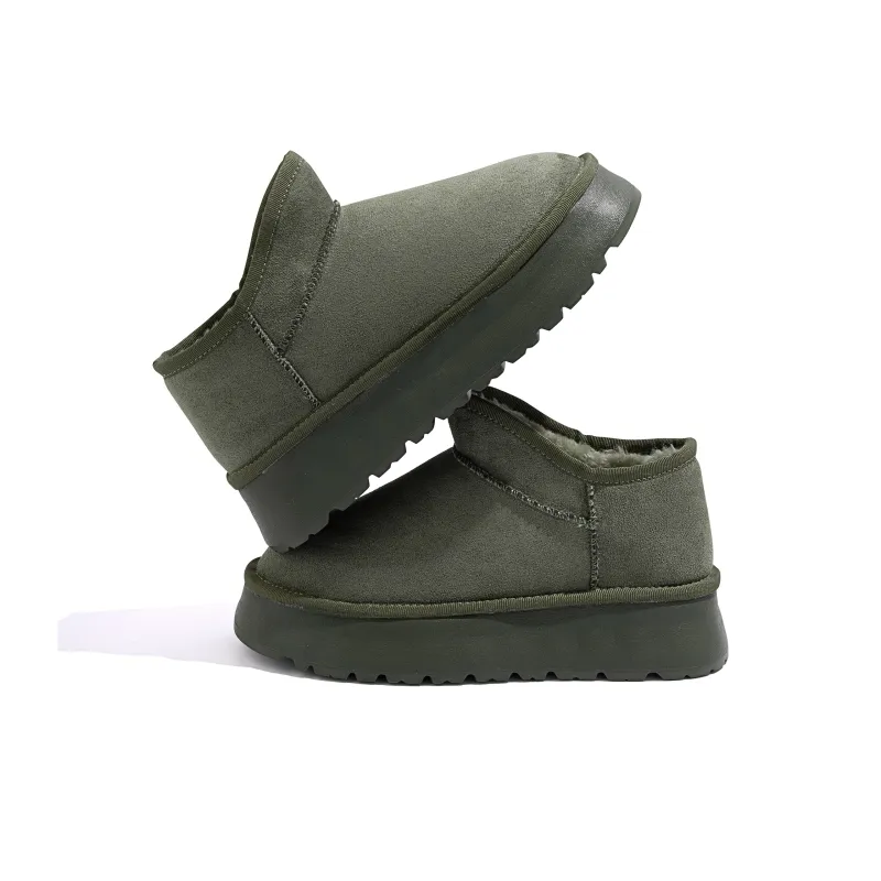HUANQIU Warm Short Snow Boots Women's Green-2