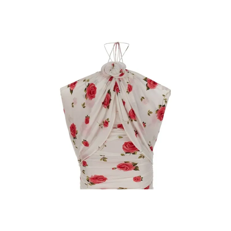 Magda Butrym Ruched Flower Appliqué Wrapped Dress-4