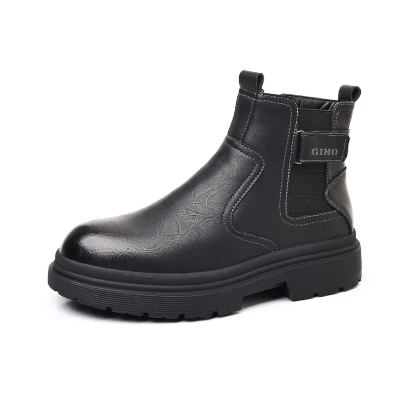 GIHO Ankle Boots Medium Heel Men's Black-0