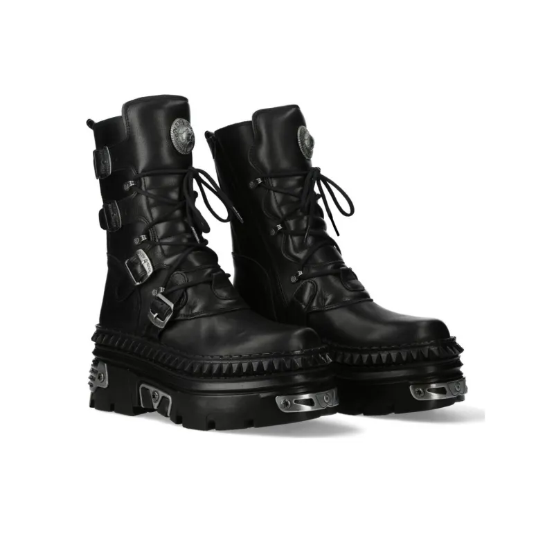 NEW ROCK Ankle Boots Unisex Black-3