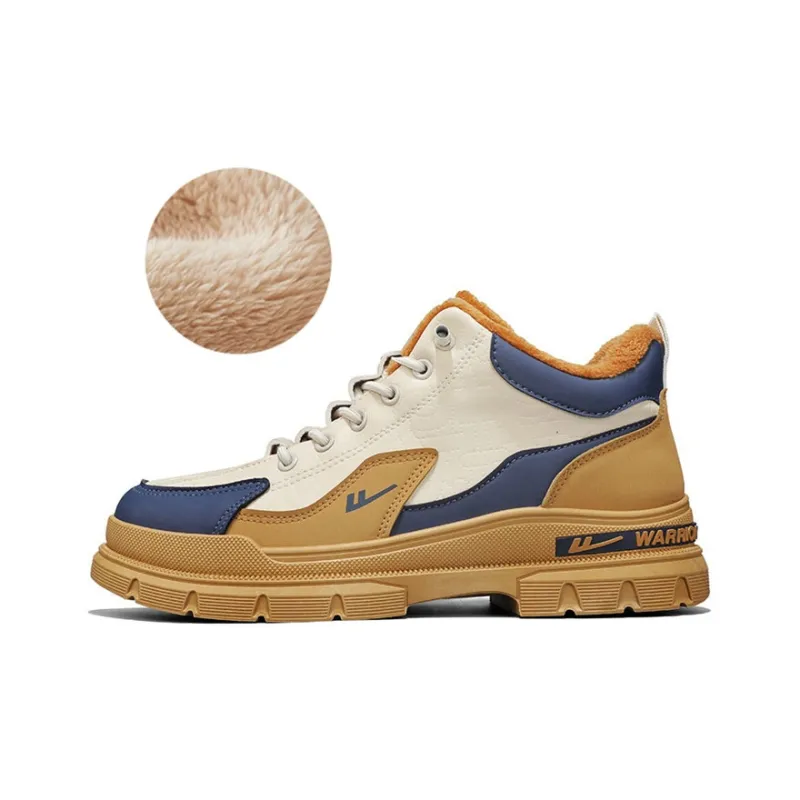 Warrior Warm Snow Boots Men's Beige Yellow Dark Blue-1