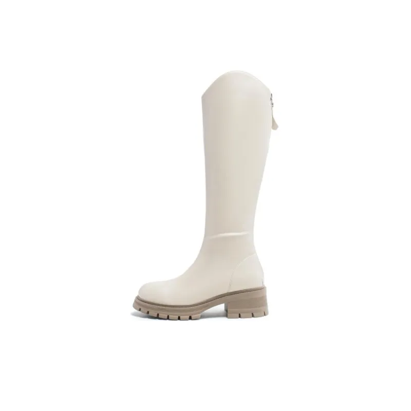 DUSTO Knee high Boots Women's Black/Beige/Coffee-5