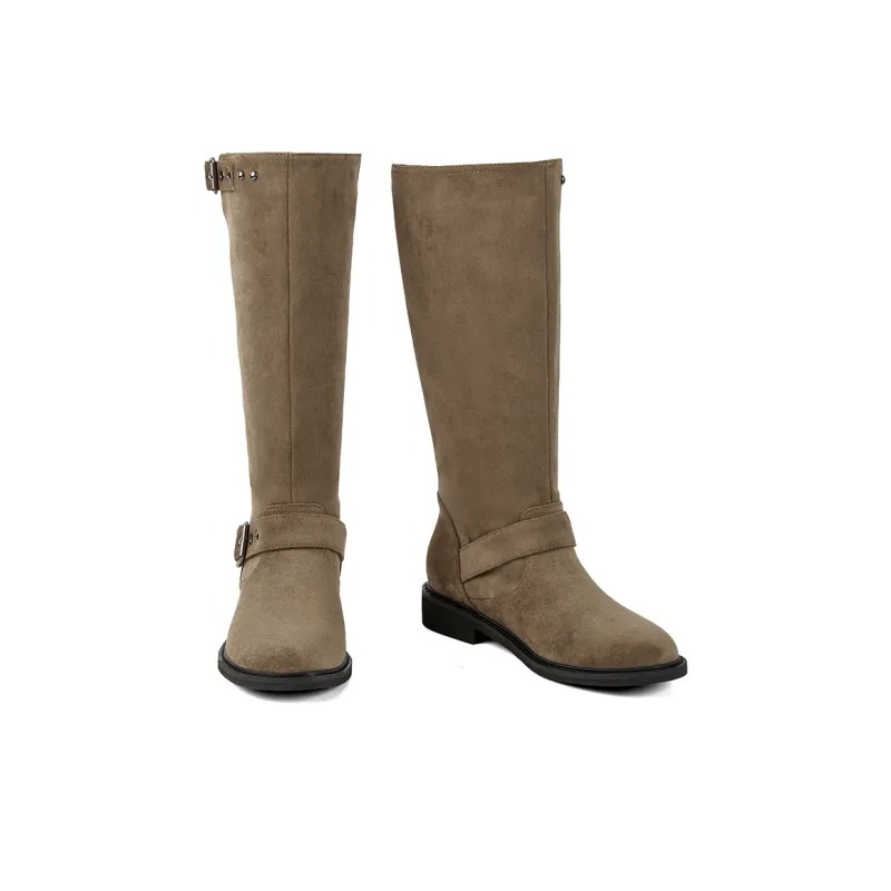 PT'SON Knee high Boots Women's Khaki-3