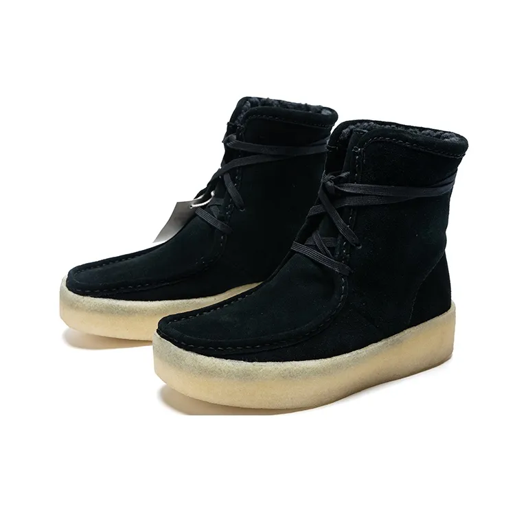 clarks Wallabee Cup Hi Black Suede Women's-2