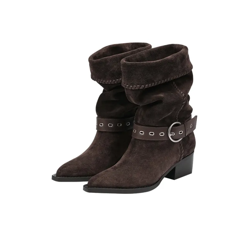 BREAD TREE Slouch Boots 4.5cm Women's Cocoa Brown-0