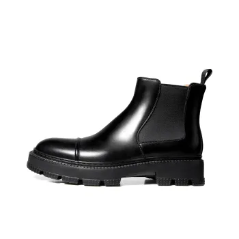 THOM WILLS British Business Casual Leather Boots Short Chelsea Boots Men's Black