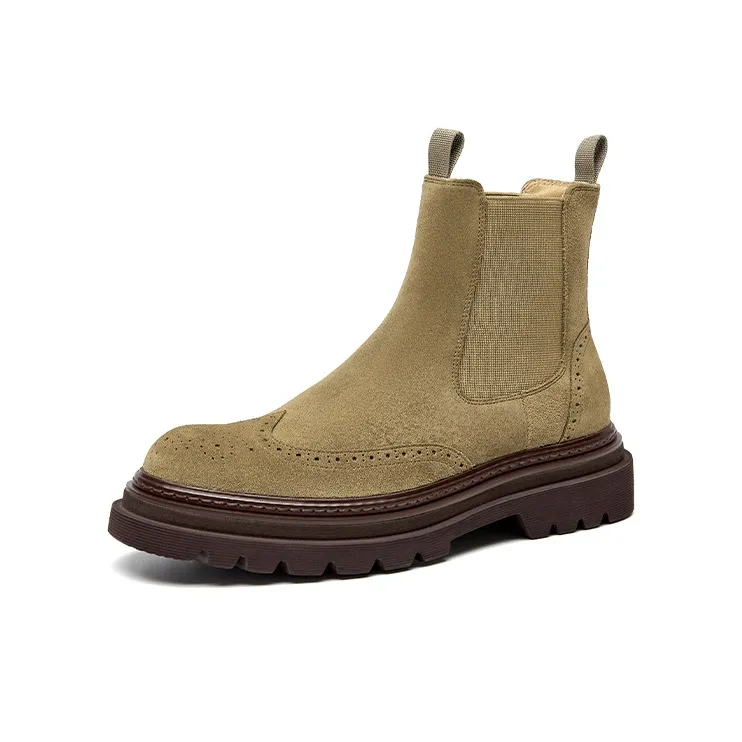 Beau Today Short Chelsea Boots 5.5cm Men's Khaki-1