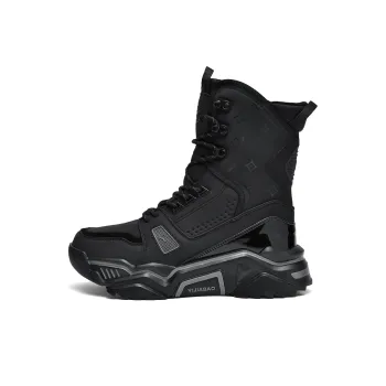 Yi Jiabao Height Enhancing Water Resistant Wear Resistant Crew Outdoor Boots Men's Black