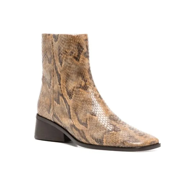 REJINA PYO Rise Snakeskin print Leather Ankle Boots Women's-2