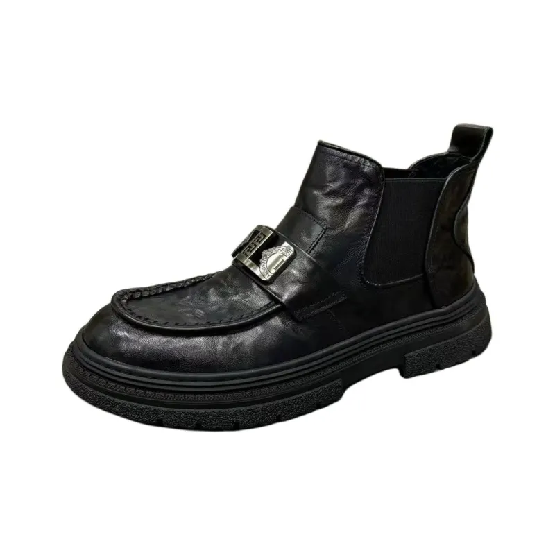 Mo Xu Short Chelsea Boots Men's Black-0