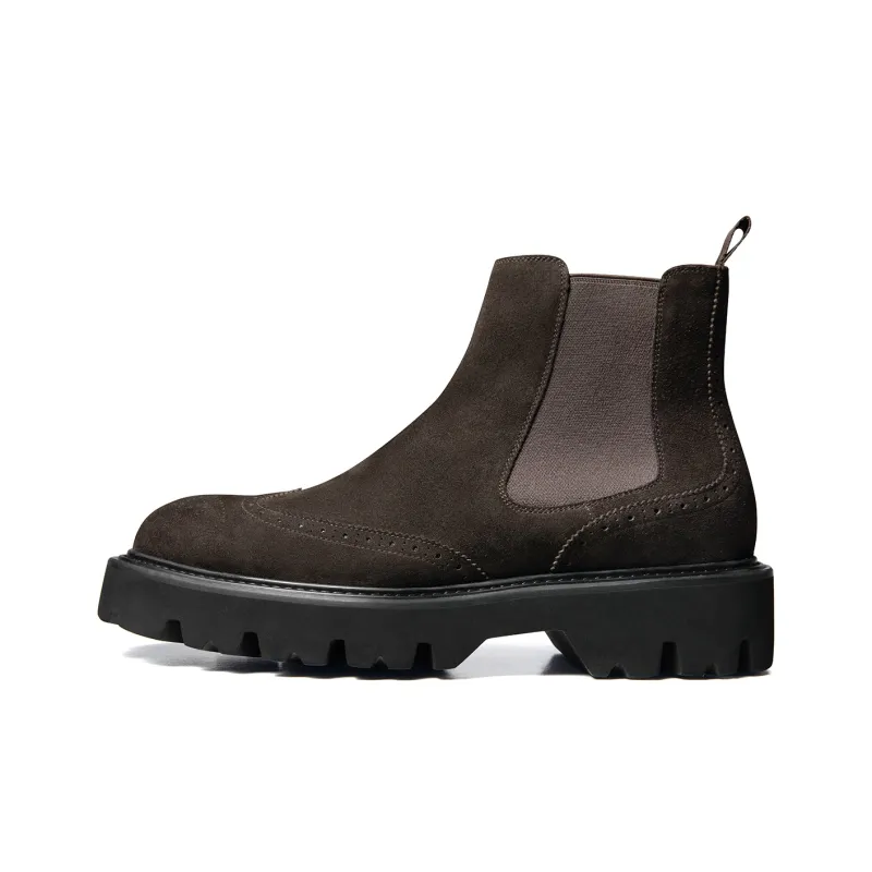 Zuti Short Chelsea Boots 7.5cm Men's Dark Coffee-0