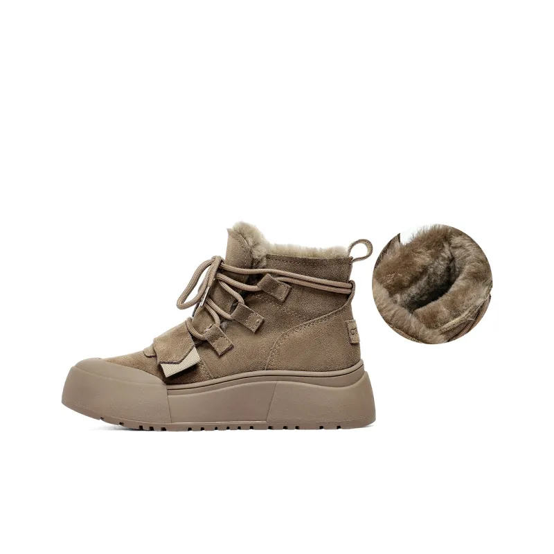 C°BANNER Short Mid Calf Snow Boots Women's Olive Green-0