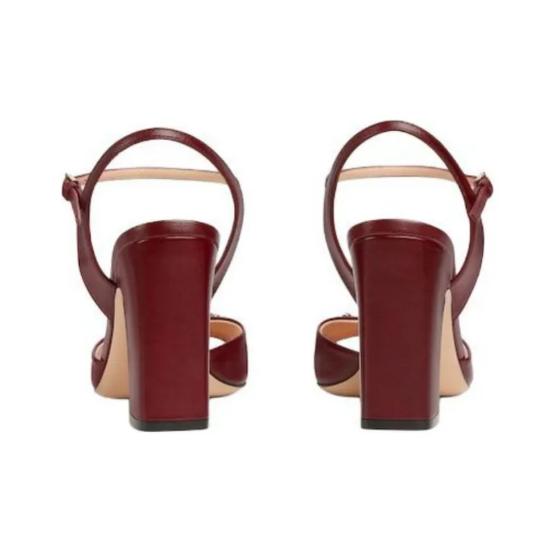 GUCCI Horsebit Strap Sandals 9.5cm Women's Red-3