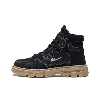 Warrior Thickened And Fleece Lined Insulated Shoes Short Martin Boot Men's Black