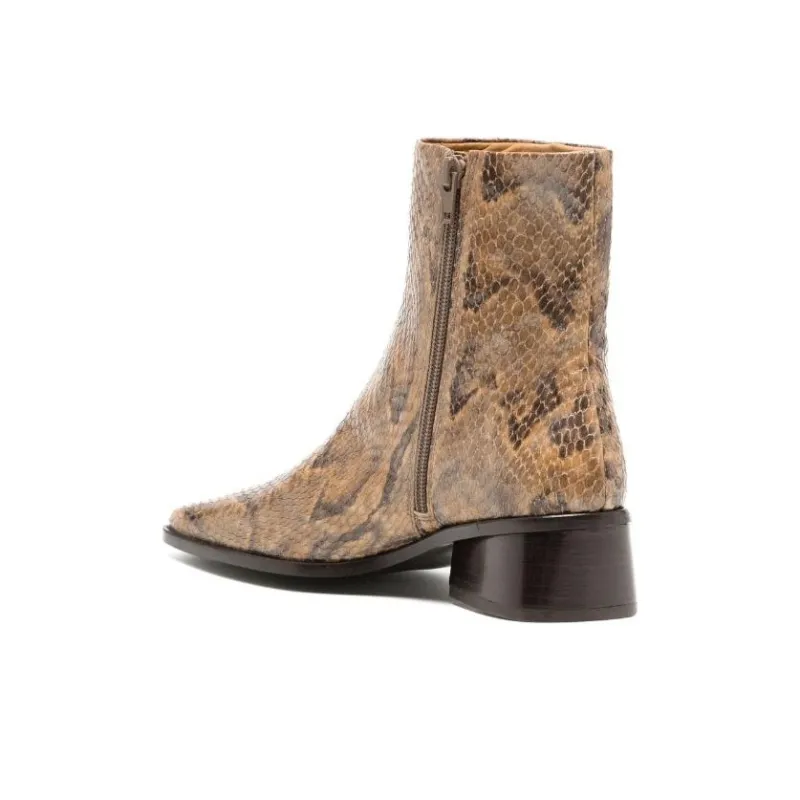REJINA PYO Rise Snakeskin print Leather Ankle Boots Women's-3