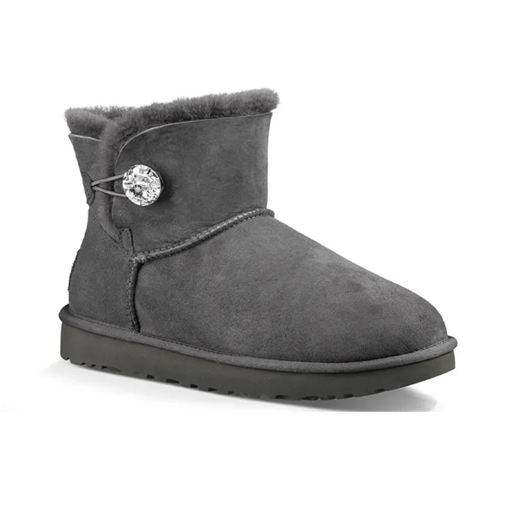 UGG Mini Bailey Button Bling Mid Tops Fleece Lined Gray Women's-2