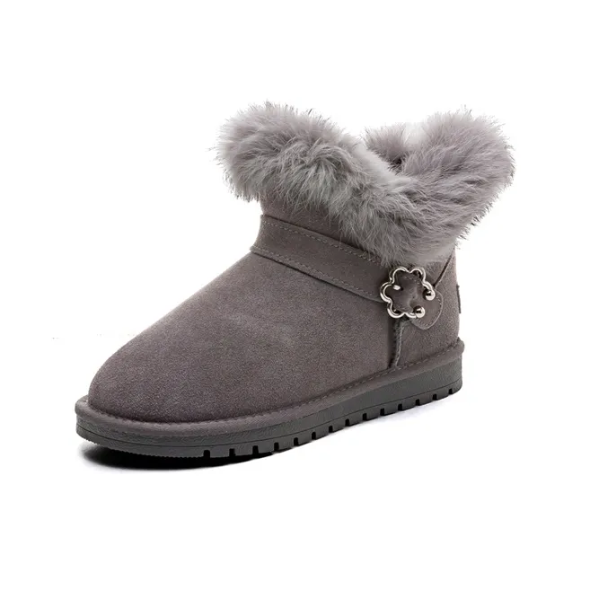 Warrior Wear Resistant Slip Resistant Short Snow Boots Women's Gray-1