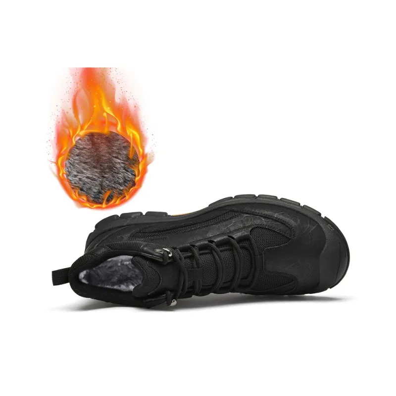 Wen Nai Warm Wear Resistant Cushioning Height Increasing Slip Resistant Ankle Length Outdoor Boots Men's Black-3