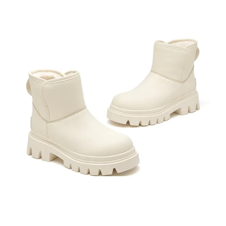 Beau Today Synthetic Leather Warm Crew Snow Boots Women's-8