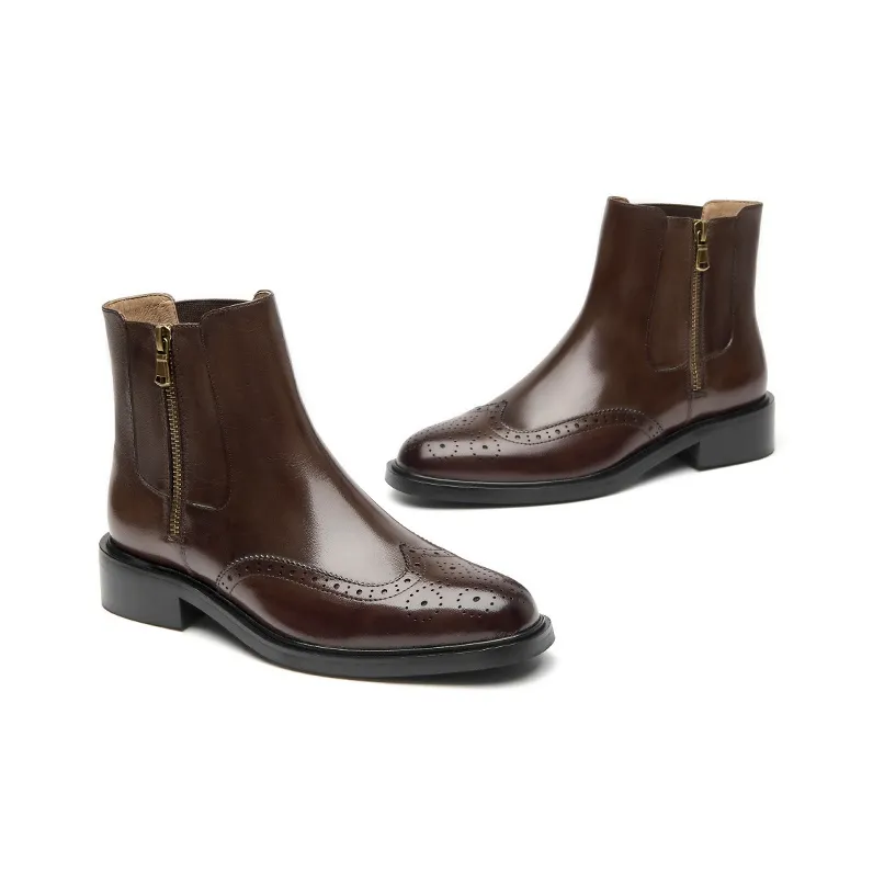 Beau Today Soft-Soled Buffalo Leather Chelsea Boots 3.6cm Women's-3