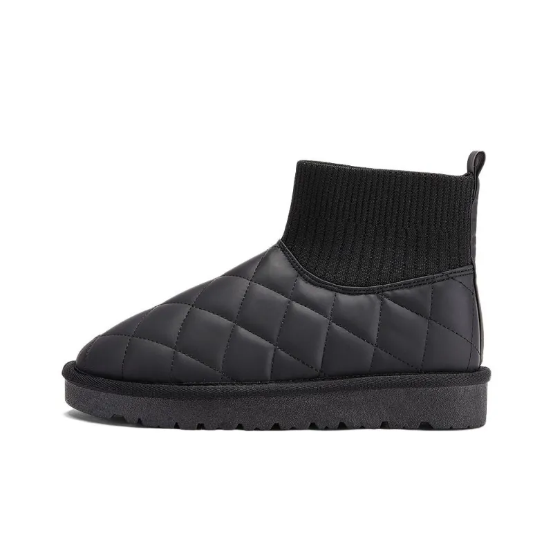 Warrior Warm Height Increasing Short Mid Calf Snow Boots Women's Black-0