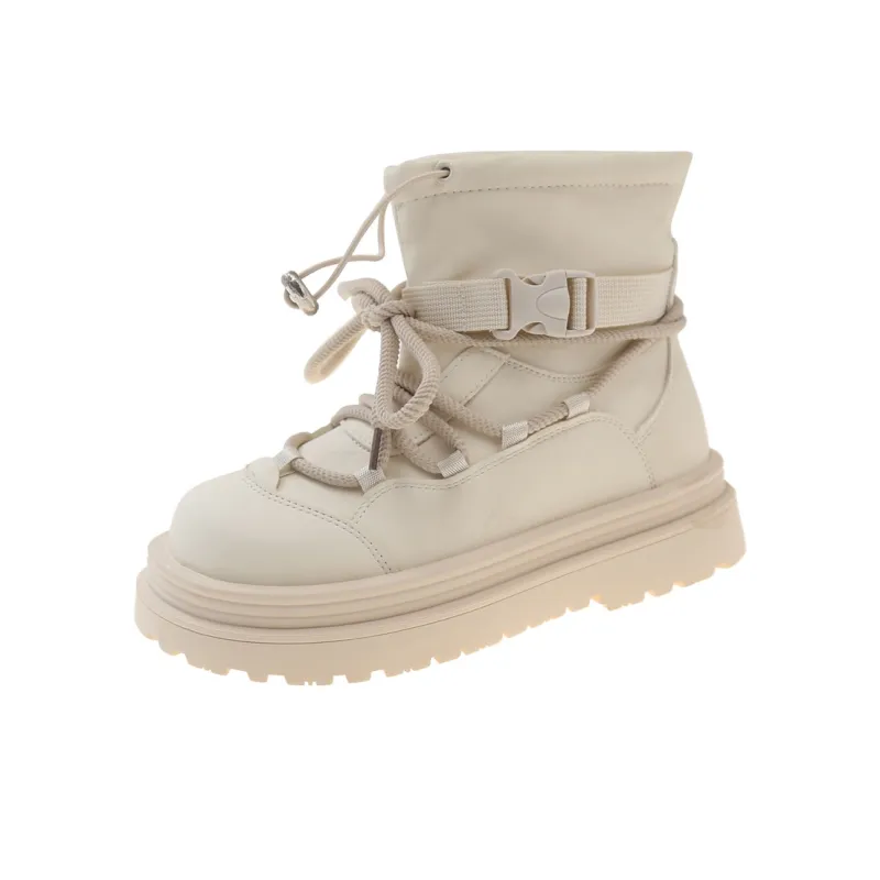 EEueeczs Snow Boots Women's Black/Ecru-0