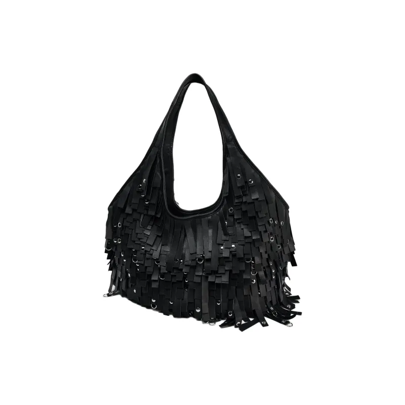 ZARA Sheepskin Tote Bag Shopping Bag Handbag Shoulder Bag Large Size Women's Black-2