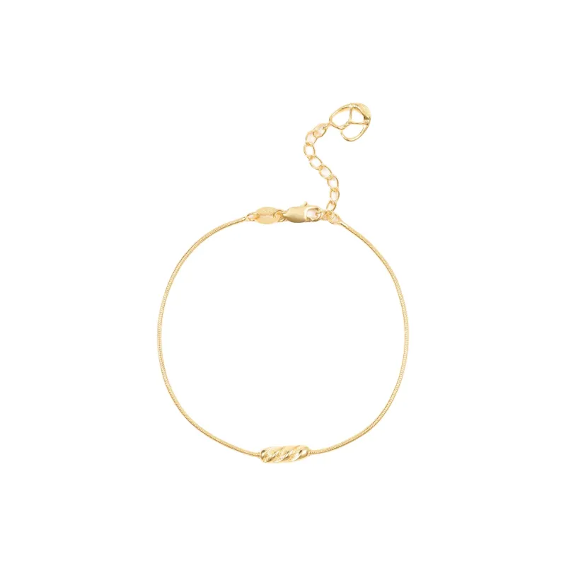 ALFIR 925 Sterling Silver Croissant Bag/Baguette/Brioche Bracelet Gold/Silver Unisex-5
