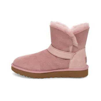 UGG Suede Mini Bow Fur Fleece Lined Pink Women's