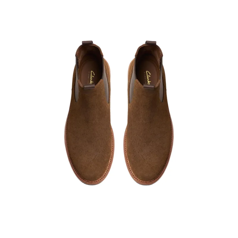 Clarks Short Chelsea Boots Men's Brown-3