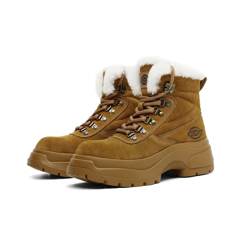 Dickies Warm Wear Resistant Height Increasing Coverage Short Mid Calf Snow Boots 5cm Women's Brown-4