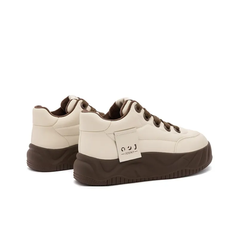 JOSINY Trendy Fashion Comfortable Versatile Puffy Shoes Low-Top Casual Shoes Women's Beige Brown-2