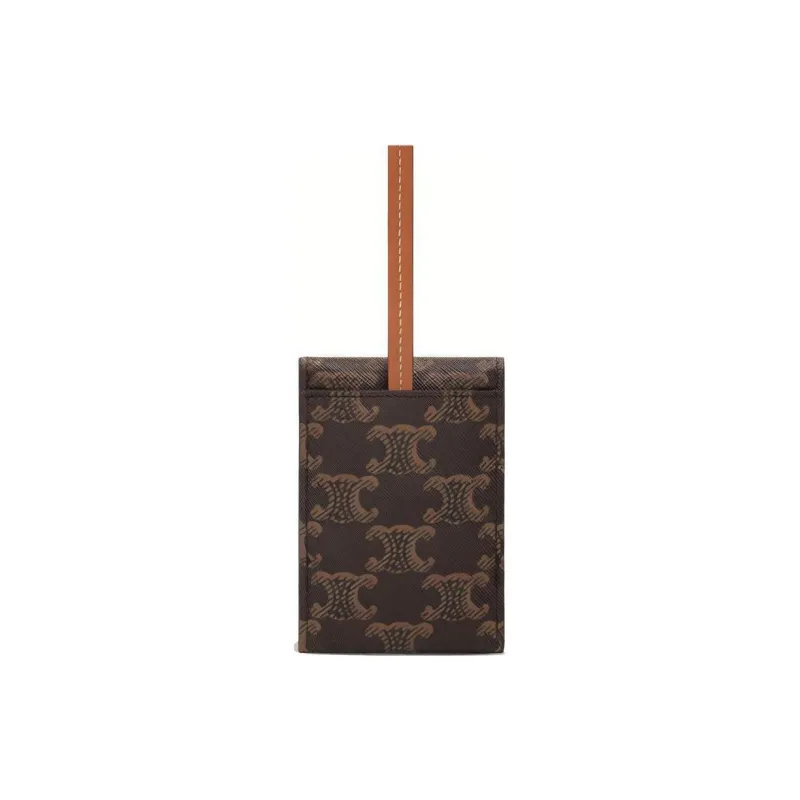CELINE Triomphe Canvas With Calfskin Bag Accessories Unisex Tawny-3