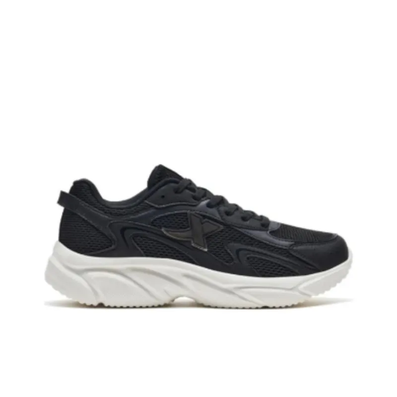 XTEP Feather Cushioning, Wear Resistant Low Top Chunky Sneakers Women's Black White-1