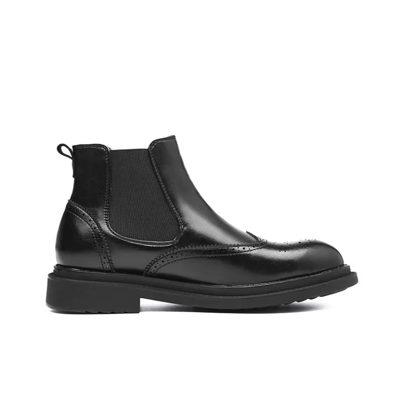 WEISHIBANGWEI Crew Chelsea Boots Men's Black-1