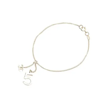 CHANEL 2005 Silver Plated Cc Number 5 Charm Costume Bracelet