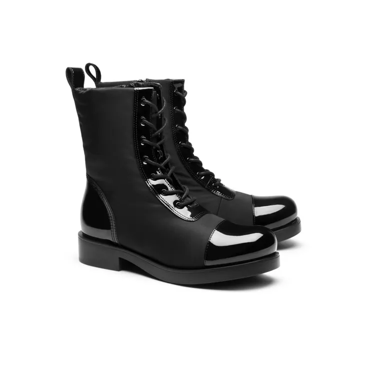 CHARLES&KEITH Martin Boots Women's Black Textured/Black/Pink White-4